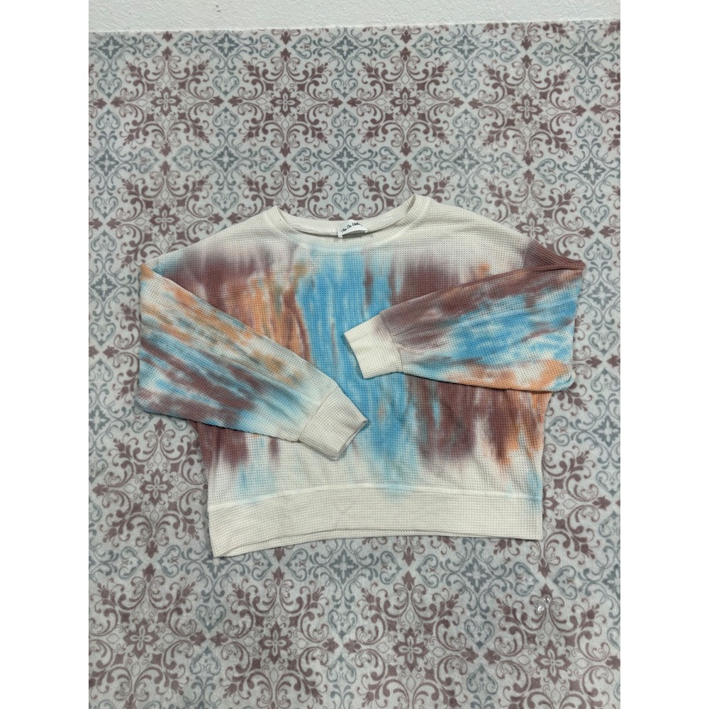 The Nu Vintage Tie Dye Waffle Knit Thermal Top Blue Orange Mauve Medium MT21313